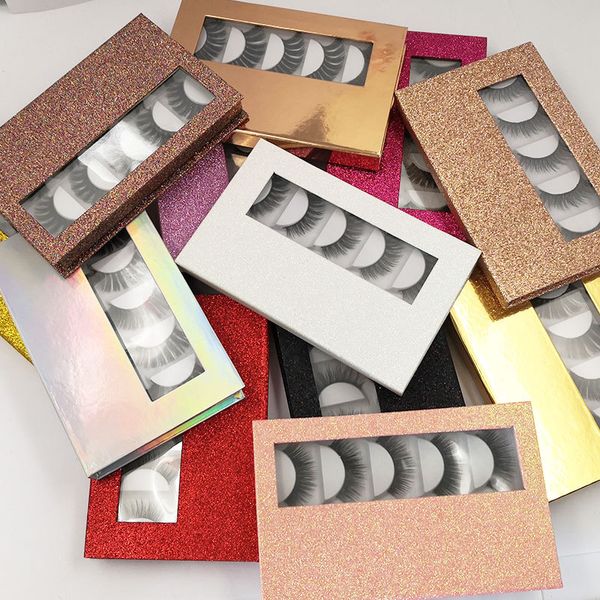 

5 pairs set false eyelashes with paper box black cross fake eyelash natural long make up eye lash extensione fake eyelashes