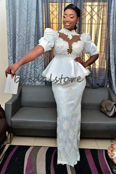 

black girls prom dresses mermaid high neck short sleeves full length party dresses evening wear elegant formal dresses long 2020 africa gown