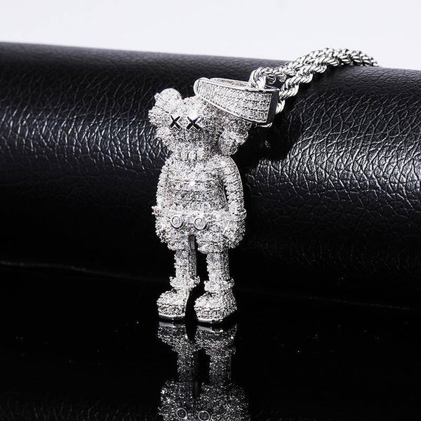 

iced out мультфильм puppets ожерелье цирконий ожерелье мода хип-хоп ювелирные изделия mens подарки, Silver