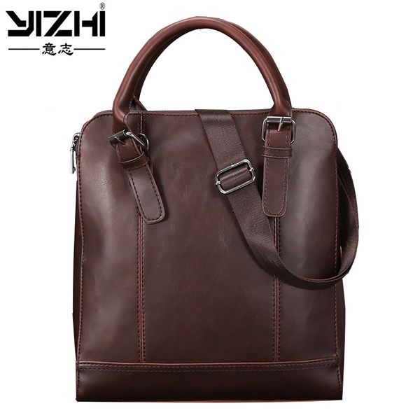 

yizhi2018 business men's briefcase vertical shoulder bag pu leather shoulder bag computer