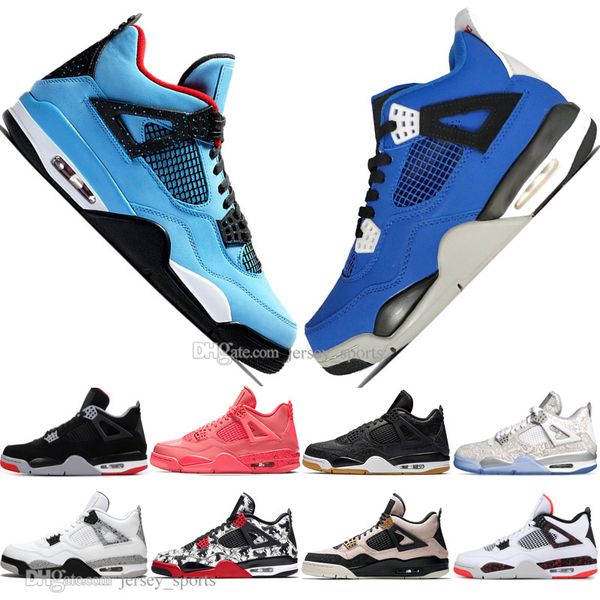 

in stock 2019 new bred 4 4s what the cactus jack laser wings mens basketball shoes denim blue pale citron men sport designer sneakers 36-47
