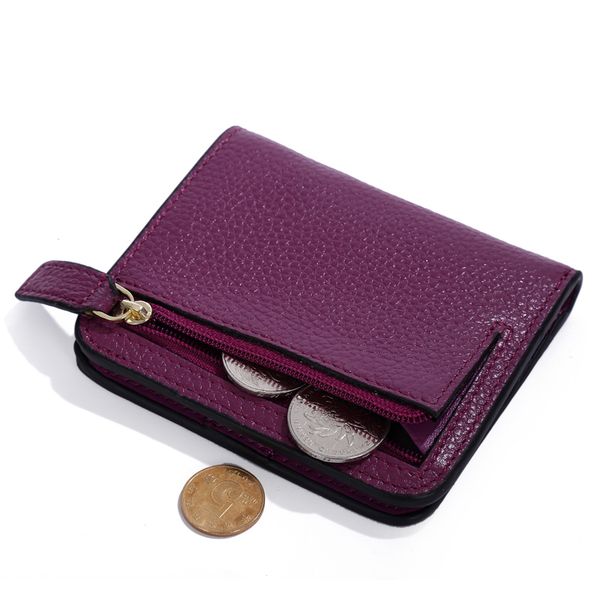 

designer brand fashion split leather women wallets mini purse lady small leather wallet with coin pocket, Red;black