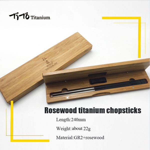 

tito rosewood gift package titanium chopsticks family outdoor dual-use titanium alloy chopsticks