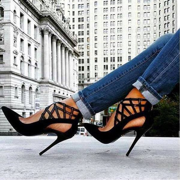 

zandina ladies high heel sandals crosscriss straps pointed toe shoes party prom consises style fashion dress evening sandals shoes xd325, Black