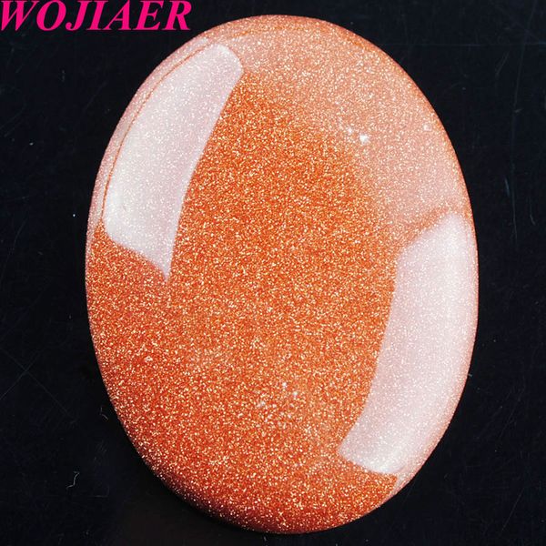 

wojiaer natural beads golden sand gem stones oval cabochon cab no drill hole 30x40x8mm jewelry making du8121, Black
