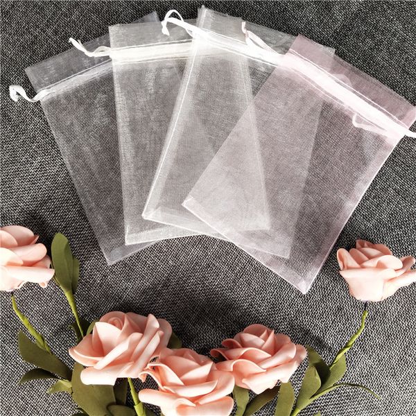 

50pcs 6x8 8x11 9x14 10x15 cm drawable organza bags wedding christmas gift bags jewelry packaging organza & pouches 5z