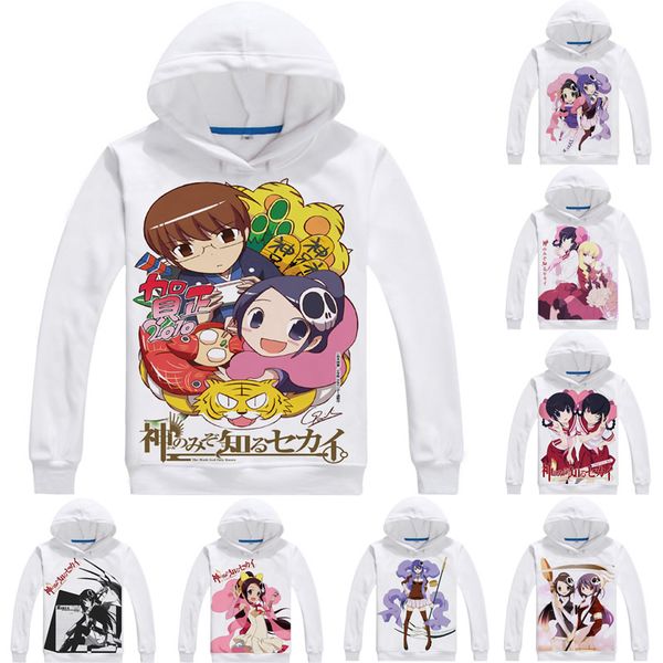 

anime hoodies the world god only knows 3d hoodies multi-style long sleeve hooded elsie haqua galgame kaminomi cosplay sweatshirts, Black