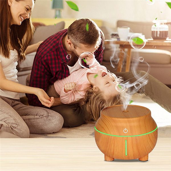 

usb wood grain humidifier 7 color led night light touch sensitive aroma essential oil diffuser air purifier mist maker 50pcs t1i1615