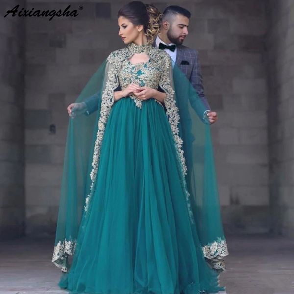 

green muslim evening dresses 2018 a-line v-neck tulle appliques beaded islamic dubai saudi arabic long elegant evening gown, White;black