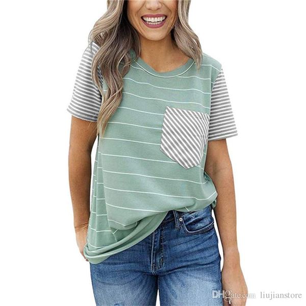 

female striped printed fashion designer crew neck tshirt summer casual women short sleeve clothes, White