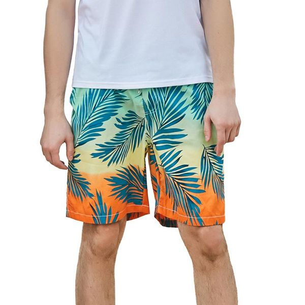 

beach swimwear leaf print swim shorts men women quick dry summer beachwear