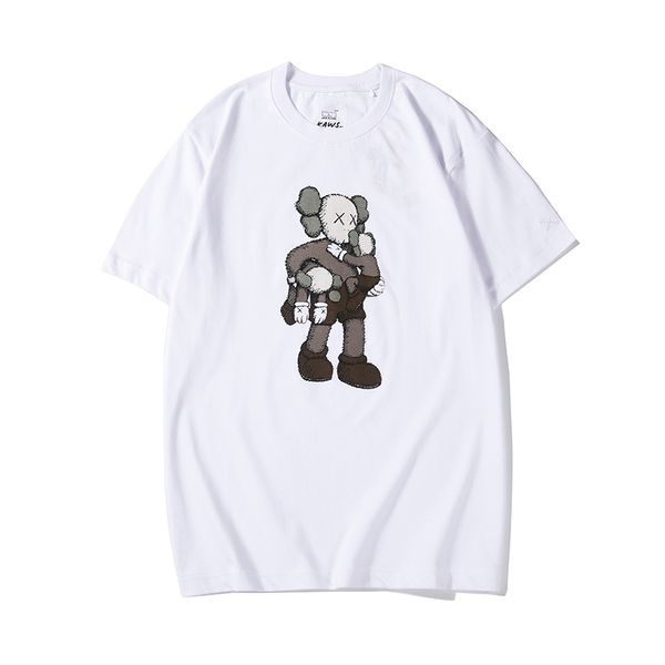 

2020 дизайнерская мужская женская футболка из высококачественного хлопка с круглым вырезом kaws joint couple printing white short sleeve sum