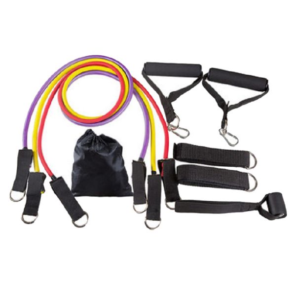 

10x tpe fitness resistance bands workout yoga pull up tubes rope carry bag