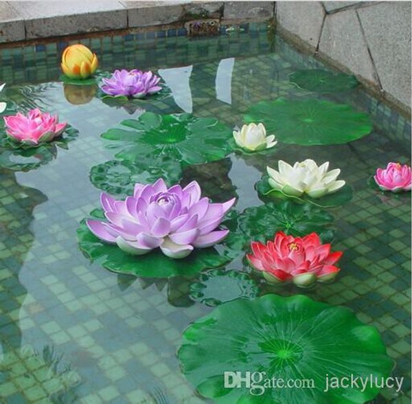 

10 cm garden home decor artificial flower lotus leaf eva material fish tank water pool decorations green plant craft ornament