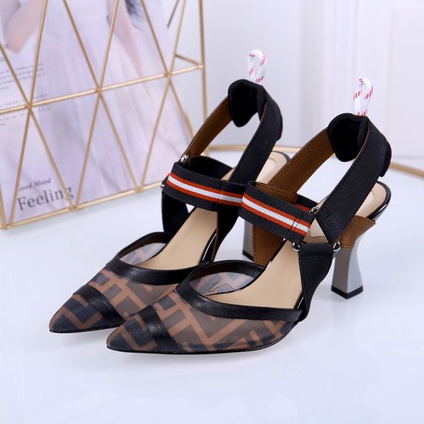 

2020 spring and summer women's high-heeled fashion wild work shoes shallow mouth casual retro pointed heels03#, Black