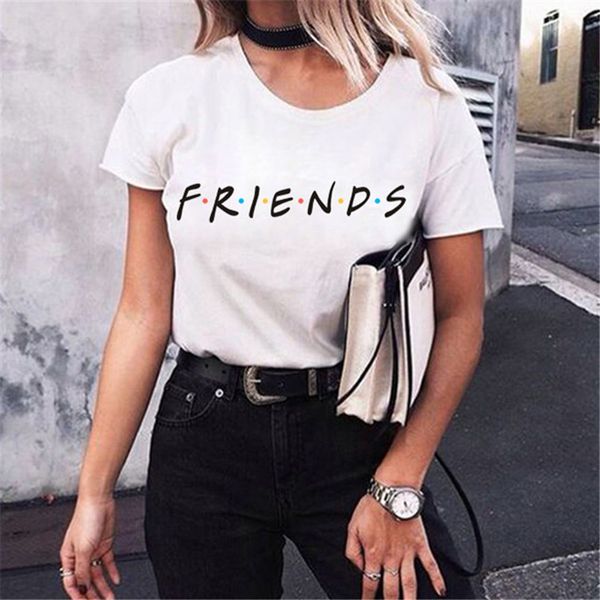 

большой v шеи размер t shirt top new harajuku письмо summer tops вскользь тройники для женщин друзей показать рубашки тенниски, White
