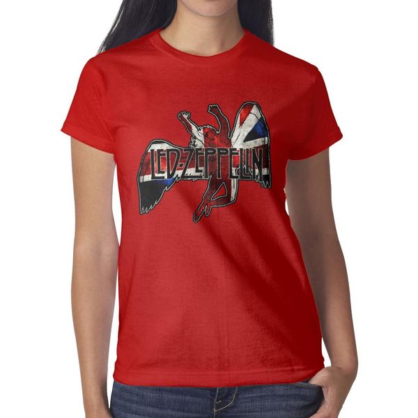 

led zeppelin icarus flag slim red womens t shirt,shirts,t shirts,tee shirts printing personalised designer band athletic t shirt, White