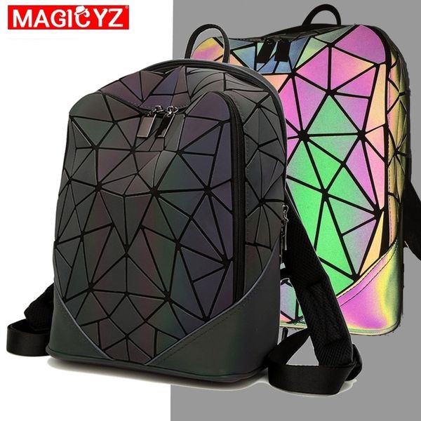 

женщины рюкзак luminous геометрическая плед женские рюкзаки для девочек-подростков bagpack сумка голографическая рюкзак школа mochila cj1912