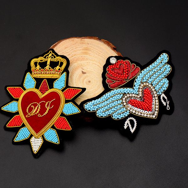 

gugutree india silk embroidery wings love heart patch animal cartoon patches badges applique patches for clothing sk-2, Black