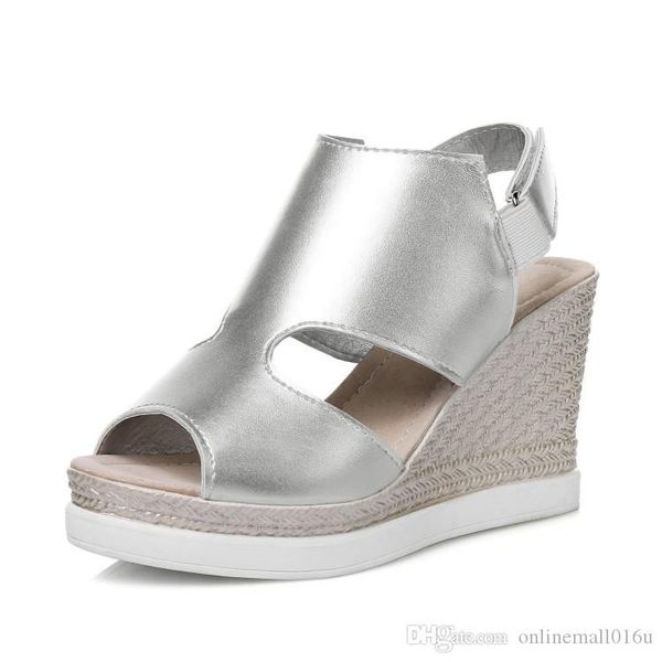 

fashion sandals woman good quality platform wedges high heels summer party shoes 2017 new style 4 color peep toe sandals, Black