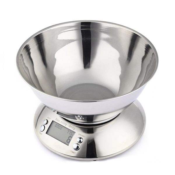 

electronic digital kitchen scale 5kg/1g stainless steel food scale with removable bowl lcd display