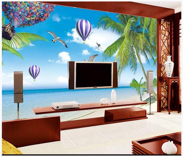 

custom wallpapers for walls 3 d murals wallpaper mediterranean tree beach balloon mural living room background wall papers decor