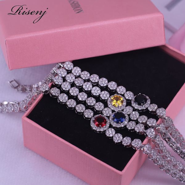 

charm bracelets many colors fashion 925 sterling silver jewelry for women bracelet white cz & yellow round crystal banquet/party/wedding, Golden;silver