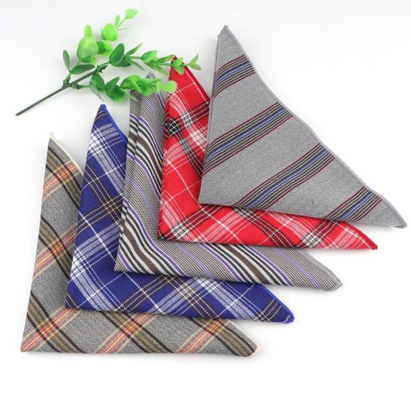 

classic plaid handkerchief 100% cotton hankie 22cm women&men casual party daily shirt dress pocket square gift bow tie accessory, Black;blue