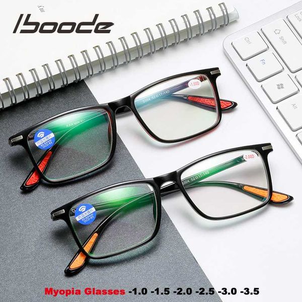 

iboode myopia glasses frame anti blue rays eyewear frames for men women ultralight nearsighted eyeglasses -1.0 1.5 2.0 2.5 3.0, Black