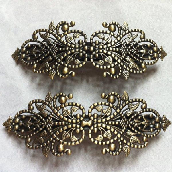 

women french hair barrettes hair clips for woman lady fashion bronze vintage filigree barrette hairpins flower tiara accessories, Golden;white