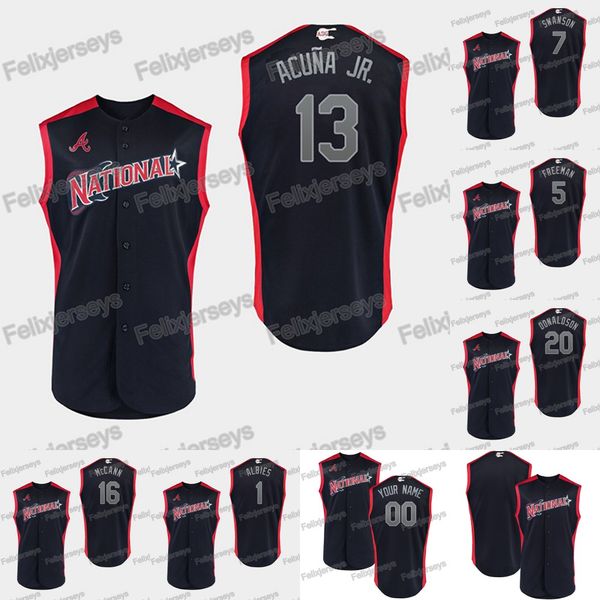 

Atlanta 2019 All-Star National Ronald Acuña Jr. Brian McCann Ozzie Albies Dansby Swanson Braves Josh Donaldson Freddie Freeman Jersey