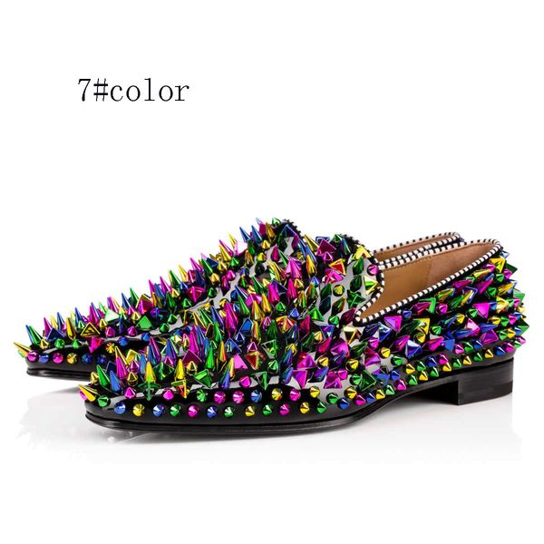 

fashion designer mens shoes loafers black red spike patent leather slip on dress wedding flats bottoms shoe for business party size 39-47 c5