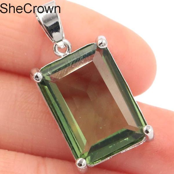 

29x15mm pretty 18x13mm green amethyst smokey z gift for woman's silver pendant