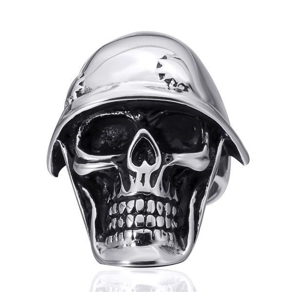 

mens stainless steel ring silver helmets skull soldier biker wholesale jewelry