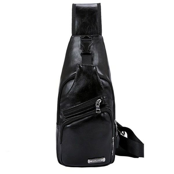 

waist bags fashion pu leather candy men's chest bag sling shoulder casual messenger + usb interface