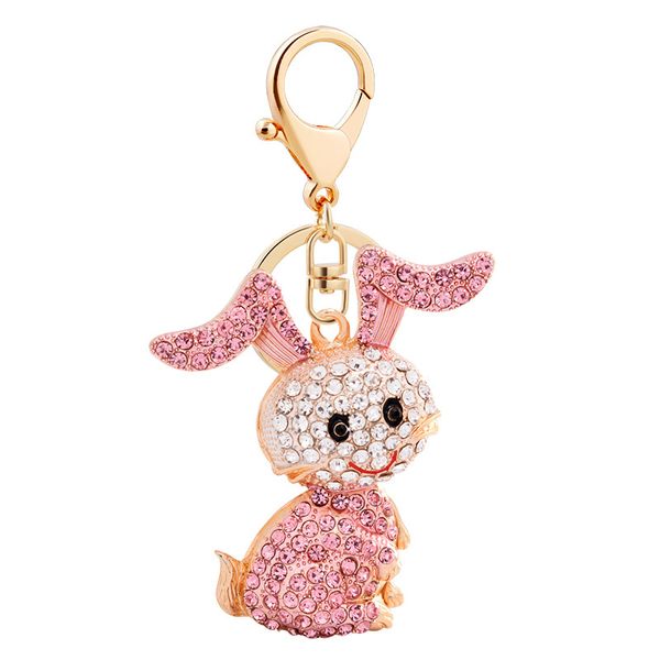 Kaninchen Auto Schlüsselanhänger Halter Frauen Mädchen Legierung Metall Tier Schlüsselanhänger Mode Strass Schlüsselanhänger Anhänger Charme Schmuck Schlüsselanhänger für Tasche