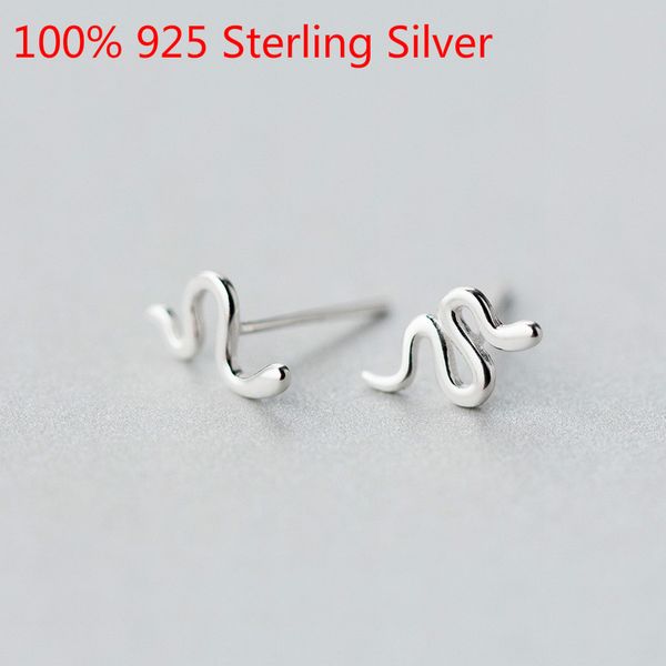 

fashion punk animal snake earrings 100% 925 sterling silver earring for women snakelike animal climber ear jewelry gift earing, Golden;silver