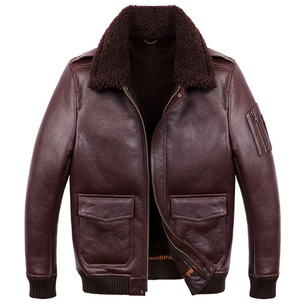 

b3 b6 mens sheepskin bomber jacket mens sheepskin shearling coat fur coat brown color, Black
