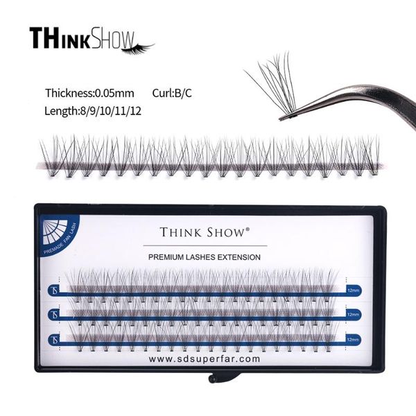 

thinkshow 10d/20d eyelash extensions 60 bundles individual easy fan eye lash 100% handmade synthetic hair russian volume lashes