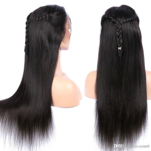 

brazilian temperature wire wigs for women straight long straight natural looking hair glueless lace front full hair lace wig mnbg, Black