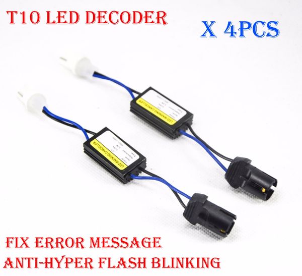 

4pcs/lot t10 t15 194 w5w 168 921 led bulb canbus error warning canceler decoder resistor capacitor adapter 12v 0.29a 3.2w