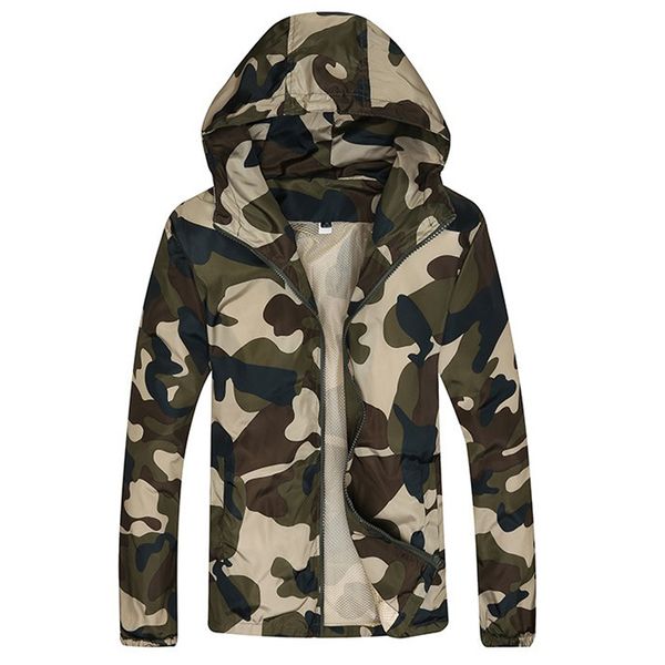 

camouflage jacket men hooded thin windbreaker zipper sunscreen jackets men nice brand fashion camo coats jaqueta masculino, Black;brown