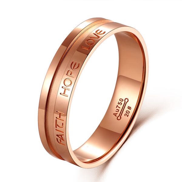 

classic glossy faith hope love 18k real solid genuine gold wedding rings au750 proposal pair bands for women men lovers couple, Golden;silver