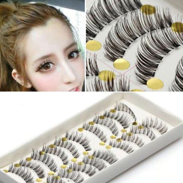 

10 pairs long cross false eyelashes makeup natural fake thick eye lashes black