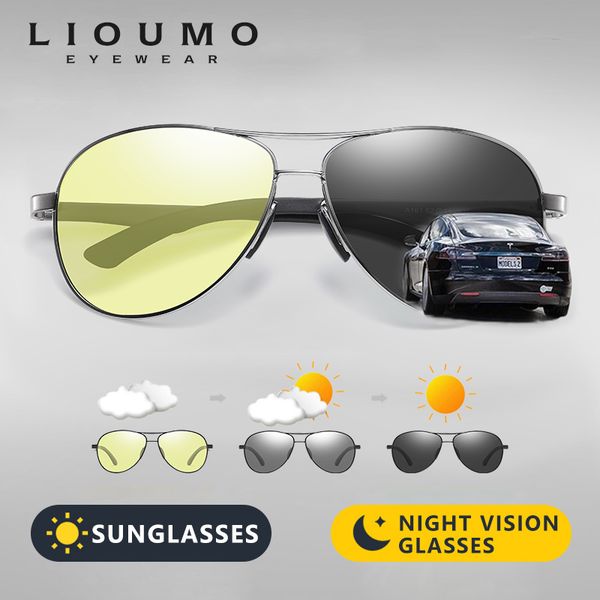 

sunglasses fashion classic aviation men women polarized pochromic for pilot sun glasses day night eyewear gafas de sol hombre, White;black