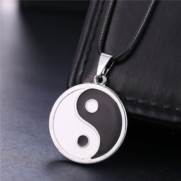 

anime naruto yin yang necklace sliver gosssip necklaces & pendants leather chain men women gift accessory jewelry choker collar, Silver