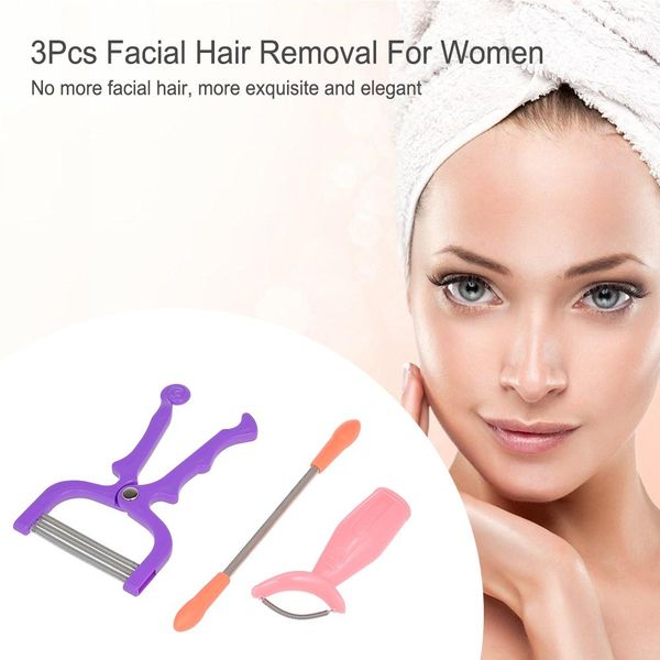 

3pcs women facial hair remover spring female hair removal epilator for beard forehead cheeks chin body