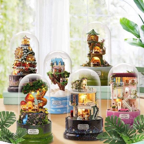 

diy миниатюрный dollhouse кукольный дом пылезащитный с furnitures деревянный дом для детей день рождения подарки любовное настроение игрушки