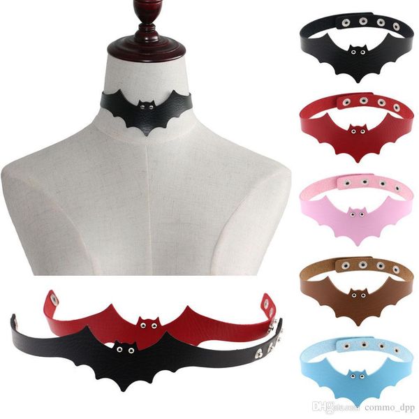 

fashion pu leather bat wing harness necklace for women men rock collar punk gothic choker necklace torques handmade jewelry gift, Golden;silver