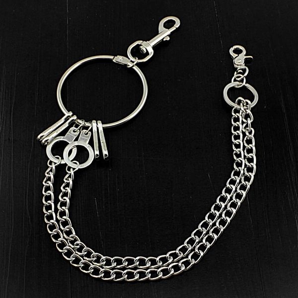

long woman men's metal wallet belt chain rock punk trousers hipster casual pant jeans keychain silver ring clip keyring wz25